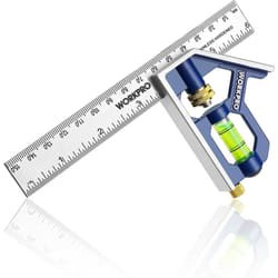 Workpro - Règle d'angle de Combinaison, Equerre à Combinaison 150mm en Acier Inoxydable, Equerre Combinée avec Niveau à Bulle et Tire-Lignes