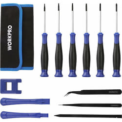 Workpro - Jeu de 6 Tournevis de Précision en Cr-V avec Pointe Magnétique, Avec Magnétiseur, 2 Pincettes, 3 Pinces, Sac de Rangement, Mini Tournevis