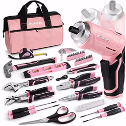 Description générale Ce kit d'outils WORKPRO de couleur rose est idéal pour le bricolage et les réparations domestiques. Fabr ...