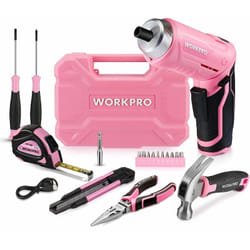 Caisse à Outils Rose 18 Pièces avec Tournevis Electrique 3,7 v, Trousse à Outils avec Boîte de Rangement, Mallette à Outils pour Usage Domestique ou