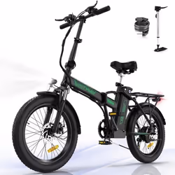 HITWAY Vélo électrique Pliable 20 Noir-Vert - Batterie 36V - 112Ah - Écran LCD - Pompe à vélo gratuite