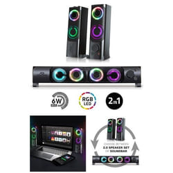 Enceintes PC - SOUNDPHONIC - Pack 2 - 6W RMS - Rétro-éclairage RGB - USB 2.0