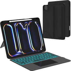 Étui iPad Pro 13 M4 - ROOFEI - Clavier Rétroéclairé 7 Couleurs - Trackpad Multi-Touch - Protection TPU