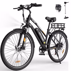 Vélo électrique VAE - HITWAY - Noir - 28- Batterie Amovible 36V 12Ah - Shimano 7 Vitesses - VTT Électrique + HITWAY Panier ar ...