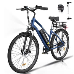 Vélo électrique VAE COLORWAY 28 - Batterie amovible 36V 15Ah - Moteur 250W - Shimano 7 Vitesses - Bleu + COLORWAY Panier Arrière