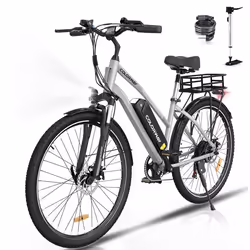 Vélo électrique VAE COLORWAY 28 - Batterie amovible 36V 15Ah - Moteur 250W - Shimano 7 Vitesses - Argenté + COLORWAY Panier