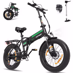 HITWAY Vélo Électrique Pliable E-Bike 20 x4.0 Gros Pneus Moteur 250W Batterie Amovible 48V 13Ah EBike VTT Noir&Vert