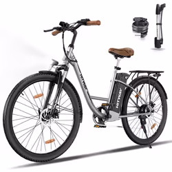 HITWAY Vélo électrique E-Bike 28 Pouces Moteur 250W Batterie 36V 13Ah 7 Vitesses Écran LCD - Argenté