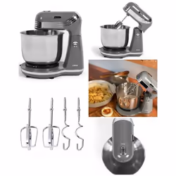 Robot Pâtissier - Gris - 3L - 250W - 6 Vitesses - Bol Inox
