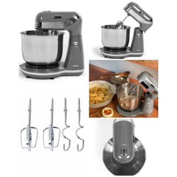 Robot Pâtissier - Gris - 3L - 250W - 6 Vitesses - Bol Inox