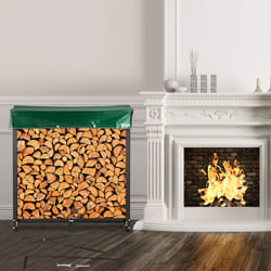 VEVOR Range Buche Acier 183,5x36,2x122 cm Abris Bois Chauffage 590 kg Capacite Porte-Buches avec Couverture PVC 183,5x36,2x27,5 cm pour Rangement
