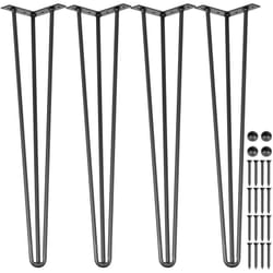 VEVOR Pieds de Table en Epingle a Cheveux de 18 pouces, Ensemble de Pieds de Table en Epingle 4PCS Pieds En Epingle À Cheveux En Acier avec 3 Tiges