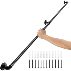 VEVOR Rampe Escalier Murale 1,52m Main Courante Acier Carbone Garde-Corps Metal Capacite Charge 200 kg/Tube Rambarde en 2 Tubes 32 mm 3 Supports