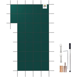 Bache Piscine Creusee 5,49x10,36 m Couverture Rectangle Protection Hiver Marche Gauche Triple Couture pp Mailles Resistance Etanche a la Pluie Outils