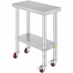 Table de Préparation de Cuisine en Acier Inoxydable Tablette Réglable & Pieds Réglables & Structure Stable Table de travail c ...