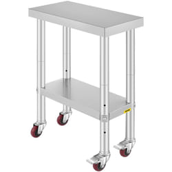 Vevor - Table de Travail Cuisine 30x61x85 cm Table de Travail Inox avec Roulettes et Freins Grande Capacite de Charge pour Preparation des Repas