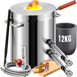 Four de Fusion a Gaz 12kg 1482℃ Four a Propane Fonderie 2 Fonction Fusion et Forgeage Kit de Four de Fusion de Metal Creuset en Graphite 2 Bruleurs