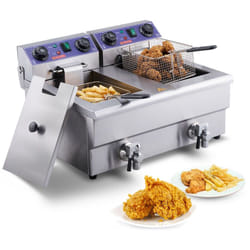 Vevor - Friteuse Electrique Commerciale 2 Cuves de 12 l 6000 w Friteuse a Huile en Inox avec 2 Paniers a Frire Temperature et Temps Reglable 50-200
