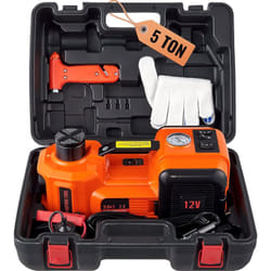 VEVOR Cric Hydraulique Électrique 5t Automobile, Pompe Manuelle avec Pince Batterie pour Voitures, SUV - Capacité 180W, Course 155-450 mm