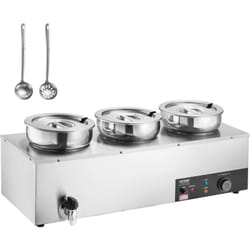 Vevor - Chauffe Soupe 3 x 7 l, Station de Soupe Electrique 1200 w, Chauffe-Plat Commercial avec Marmites en Inox, 30-85 °c, avec Anti-Brulure a Sec