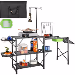 Table de Cuisine Pliante Tables d'Appoint & Évier Amovible & Sac Portable Notre table de cuisine pliante est extrêmement faci ...