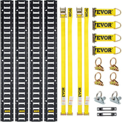Vevor - E-Track Kit deArrimage Kit de Rails deArrimage 18 Pieces 454 kg, 4 Rails E-Track 2 Ancres a Fente Unique 4 Attaches 2 Sangles a Cliquet 6