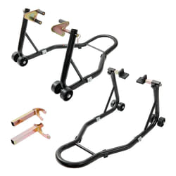 VEVOR Kit de Support de Piste pour Moto Noir, Capacité 386 kg avec Fourche L, Fourche U et Adaptateurs - Support Levage Roues Avant/Ar
