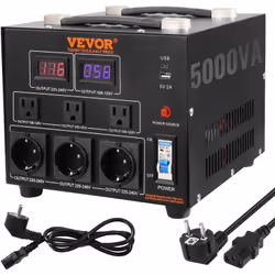 Transformateur Convertisseur Élévateur Abaisseur 5000 VA Affichage de la Tension de Charge & Sortie Maximale de 80 % & Concep ...