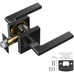 Paire de Poignees de Porte Interieure en Noir Mat Poignee de Porte a Condamnation Bequille Reversible Droite-Gauche Serrure sans Cle Rotation 45°