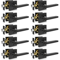 10 Paires de Poignees de Porte Interieure en Noir Mat Poignee a Condamnation avec Bequille Reversible Droite-Gauche sans Cle Rotation a 45° pour