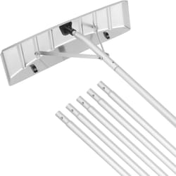 Rateau a Neige de Toit 63,5 cm Outil de Deneigement en Aluminium Portee 644,5 cm avec Roues de Protection du Toit Poignee Antiderapante Rateau