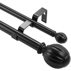 Tringle a Rideau Double Barre a Rideau Extensible 92-183 cm avec Embouts Ronds Robuste en Fer Charge 13,6 kg pour Accroche Rideau Occultant et