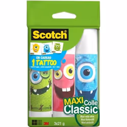 SCOTCH - Lot de 3 bâtons de colle Collection Monstres - 21 g