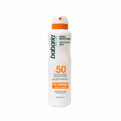 Babaria Brouillard SPF 50 Protective Mist For Sensitive Skins 200 ml, Lait de protection solaire, Corps, Bouteille, Apaisant, ...