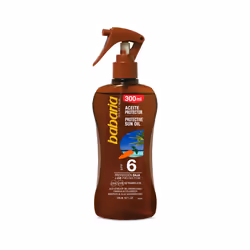 Babaria Huile Protectrice Carotte SPF6 300 ml, Huile de protection solaire, Body + Face + Hair, Spray, Anti-âge, Bronzage, To ...