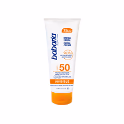 Babaria Crème Visage SPF50 Invisible, 75ml, Crème d’écran solaire, Visage, Tube, Anti-âge, Anti-rides, Tous types de peau, 75 ...
