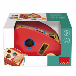 Goula Voiture à tirer avec formes encastrables, 18 mois, Rouge, Multicolore, 850 g