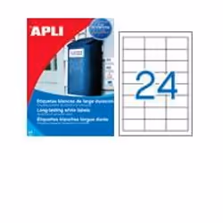 APLI 01226, Blanc, Polyester, Laser, 64,6 x 33,8, 480 pièce(s), 20 feuilles