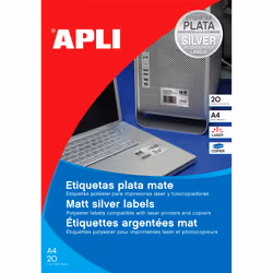 APLI 01227, Blanc, Imprimante d'étiquette adhésive, A4, Polyester, Laser/a jet d'encre, Permanent