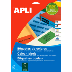 APLI Self-adhesive labels 210 x 297mm Red, Rouge, Rectangle, A4, 210 mm, 297 mm, 320 x 215 x 6 mm