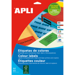APLI Self-adhesive labels 210 x 297mm Red étiquette auto-collante Rectangle Rouge 20 pièce(s)