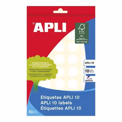 Gomets - APLI - Ronds blancs 19mm - Polypropylène adhésif - 400 unités - Multi-usages