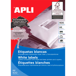 APLI 01785, Blanc, 105 x 37 mm, 8000 pièce(s), 500 feuilles, A4, Chine