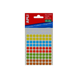 APLI 02092 étiquette auto-collante Rond Permanent Bleu, Marron, Vert, Rouge, Blanc, Jaune 288 pièce(s)