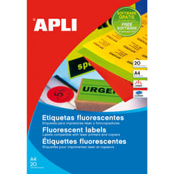 APLI 02878 étiquette auto-collante Rectangle Permanent Jaune 20 pièce(s)