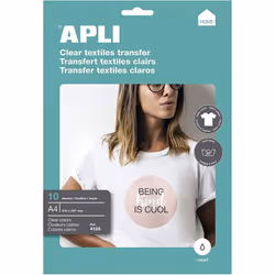 APLI Pochette de 10 Feuilles de Papier de transfert - Pour t-shirt blanc