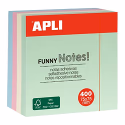 Notes adhésives - APLI-AGIPA - Mémo - 75x75cm - 400 feuilles - Couleurs pastels
