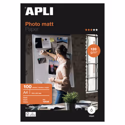 APLI 12626, Mat, 120 g/m², Jet d'encre, A4, Blanc, 100 feuilles