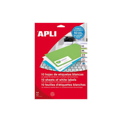 Etiquettes Blanches Permanentes Apli 105 x 37 mm - 10 Feuilles