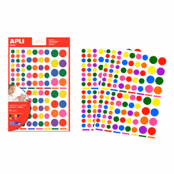 APLI Kids 624 Gommettes Multicolores Ronds, 6 feuilles